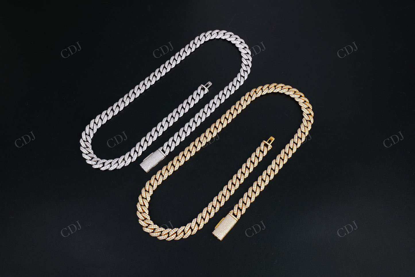 10mm Two Row Round Sterling Silver Moissanite Chain