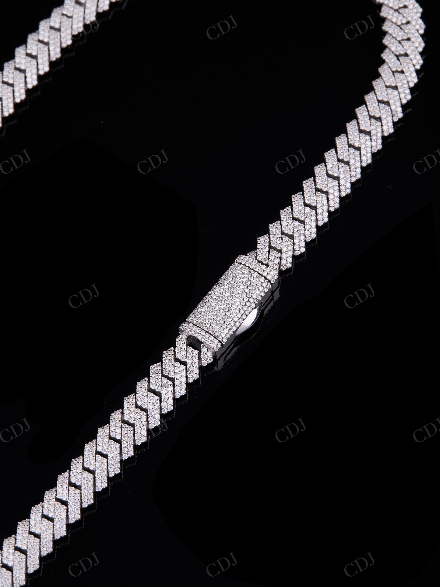 10mm Two Row Curve 925 Sterling Silver Moissanite Chain