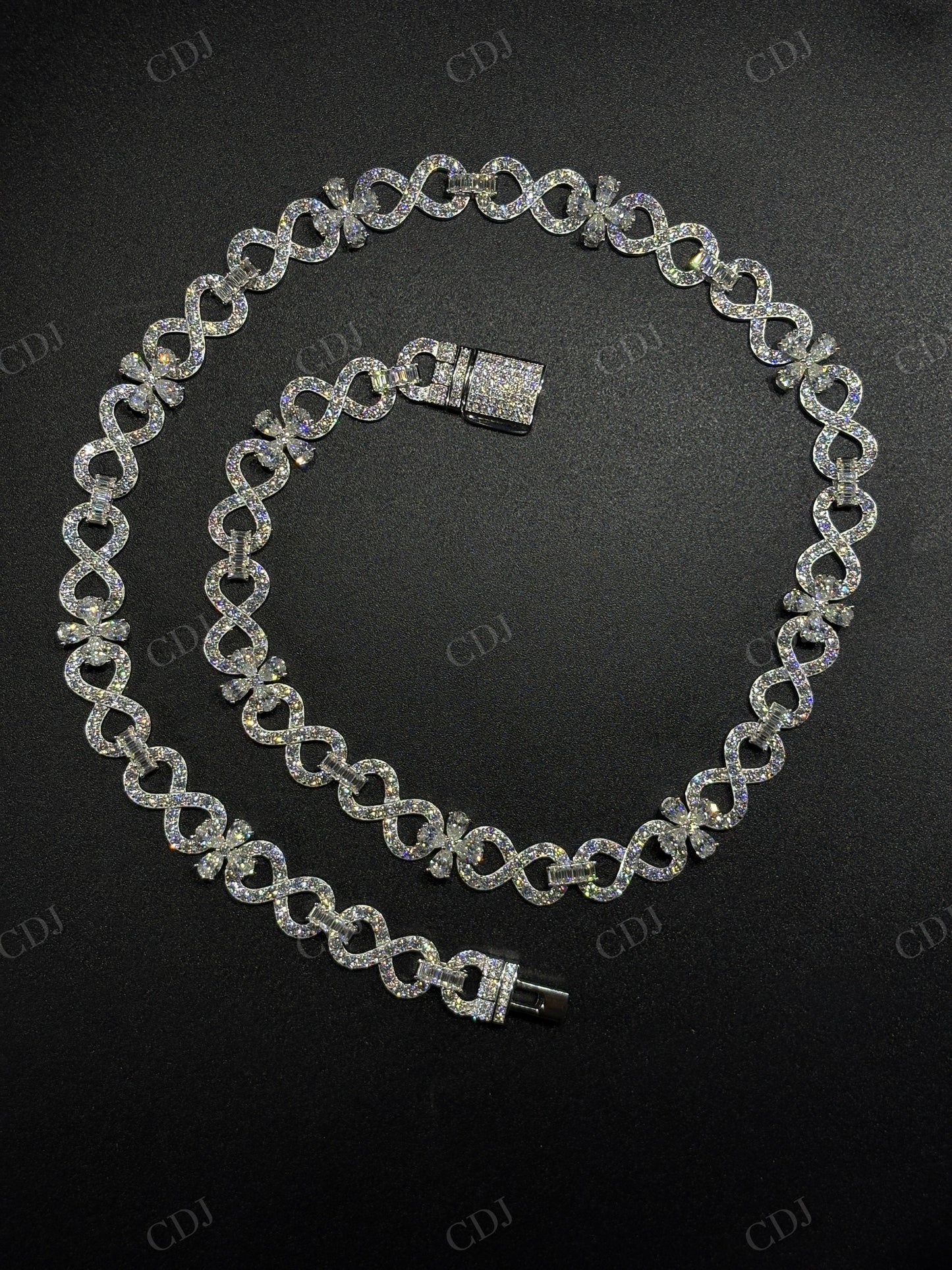12mm Sterling Silver Moissanite Infinity Flower Chain