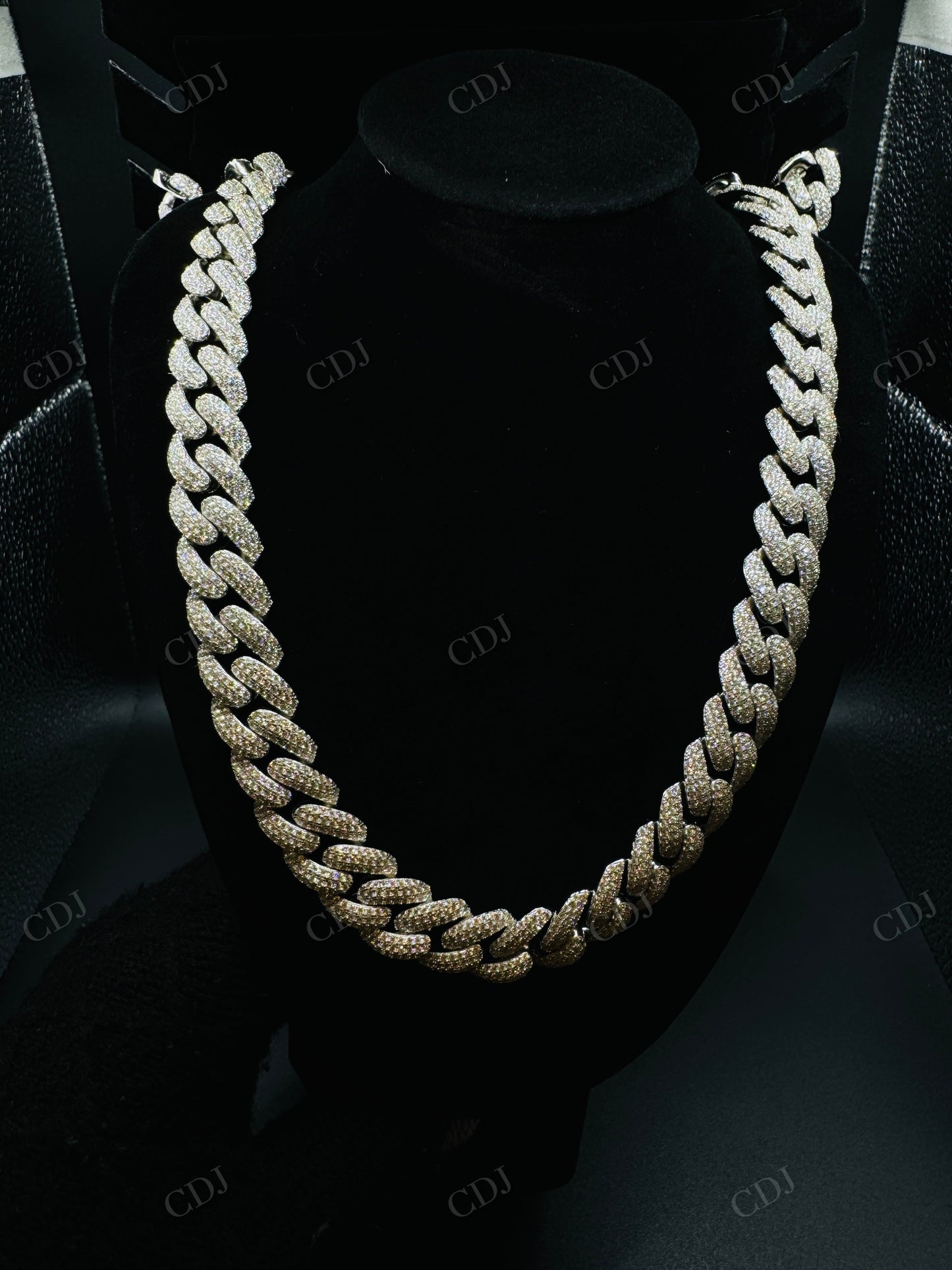 14mm 3Row Round 925 Sterling Silver Moissanite Chain