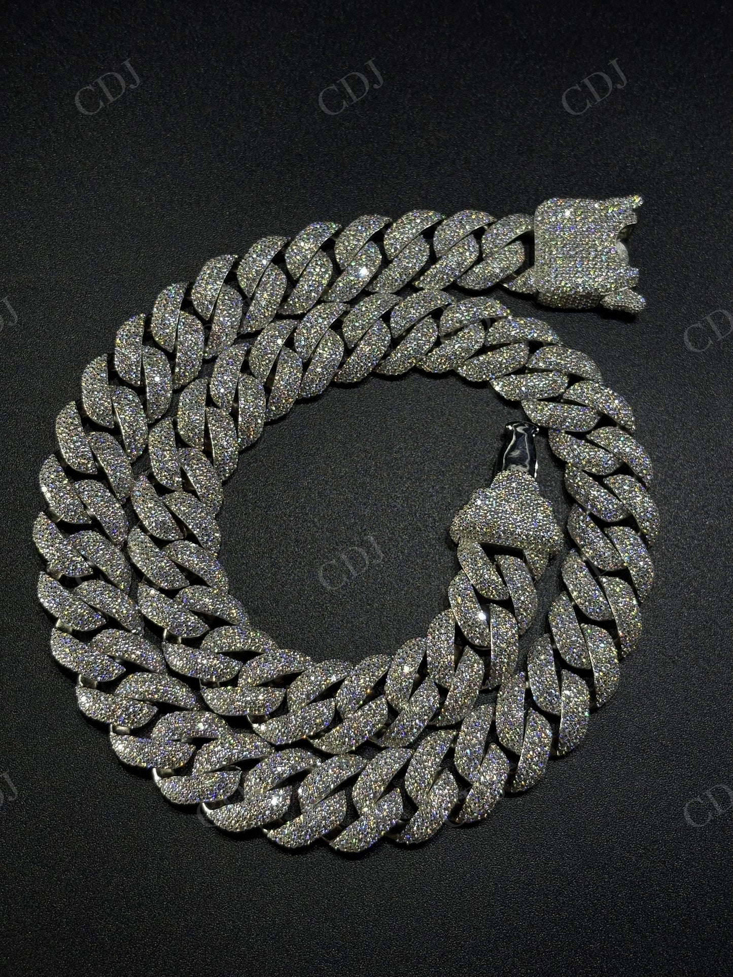 16mm Dior Lock Sterling Silver Moissanite Chain