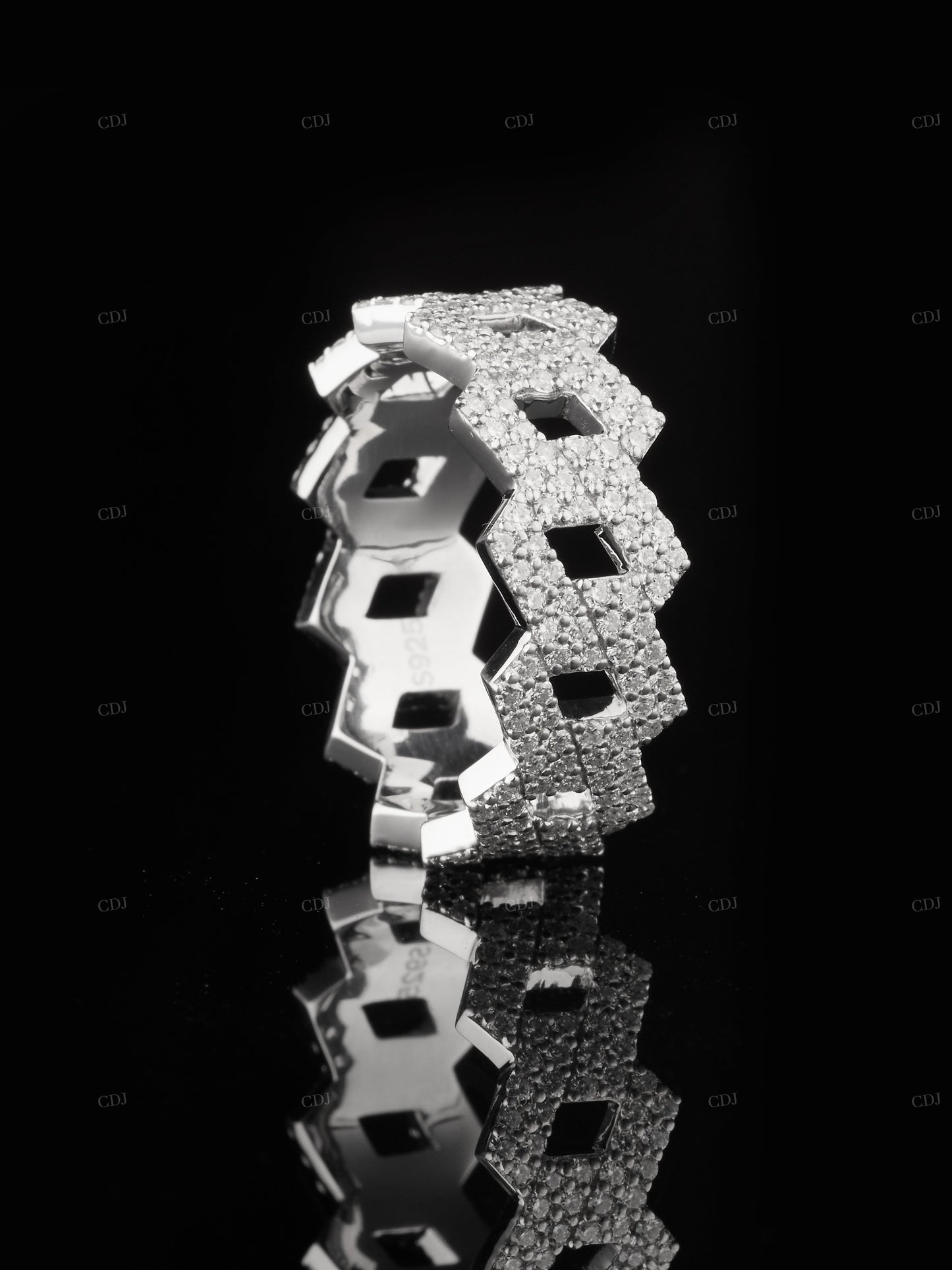 Cuban Link Moissanite Sterling Silver Ring