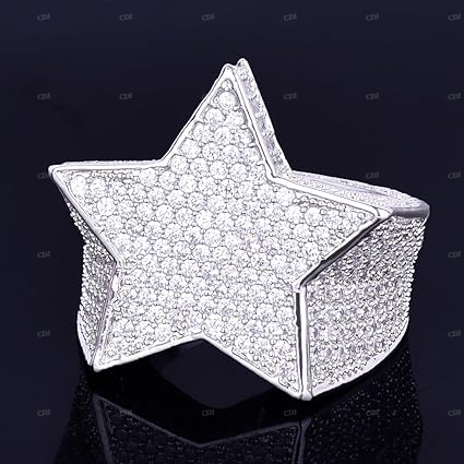 Star Shape Moissanite Sterling Silver Ring