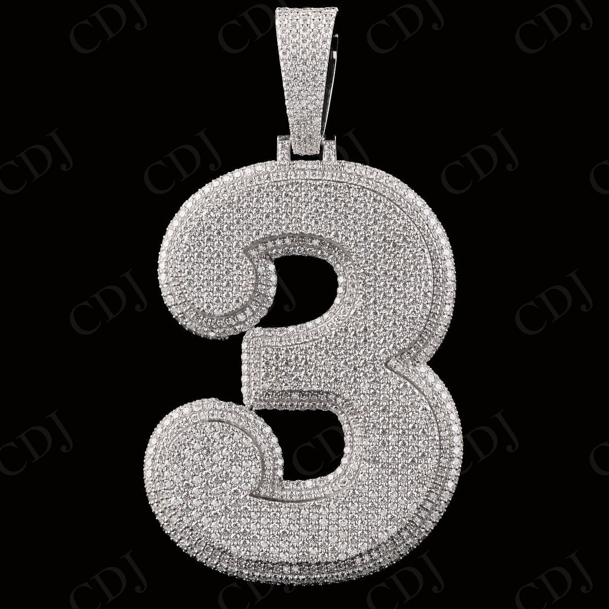 2.5" Sterling Silver Moissanite 3 Pendant