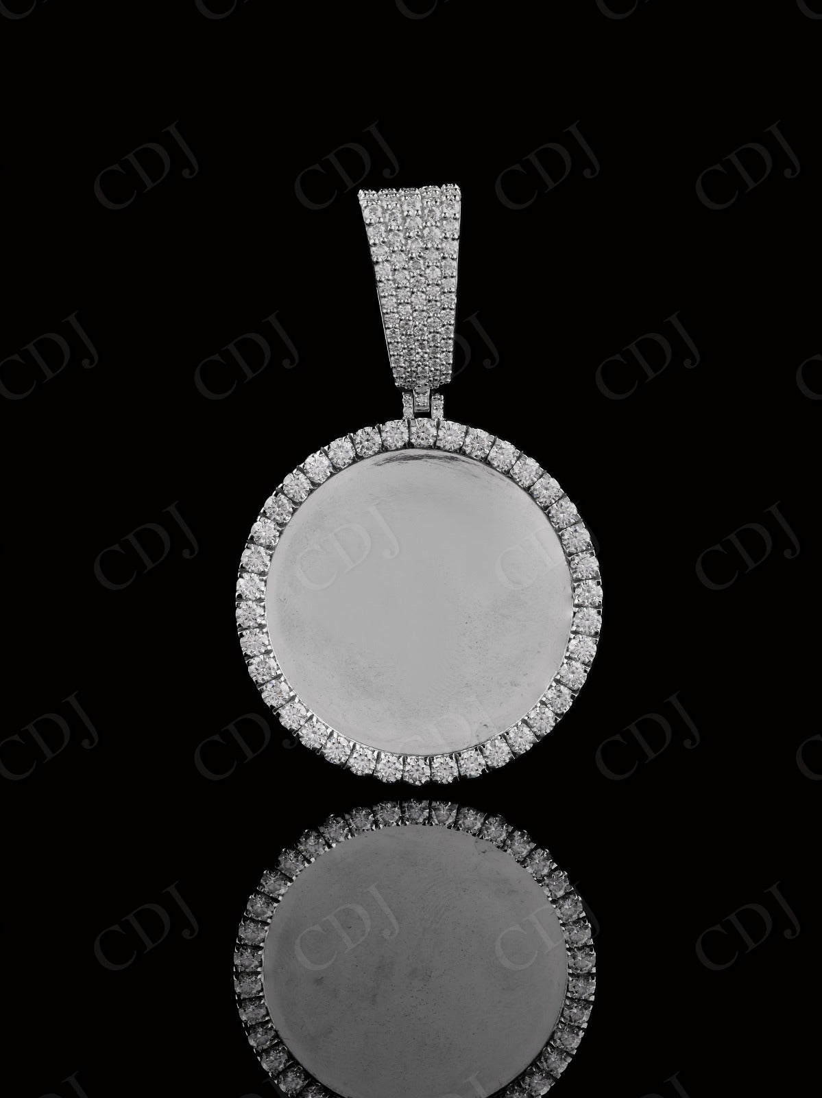 1.75" Sterling Silver Moissanite 2 Sided Photo Pendant