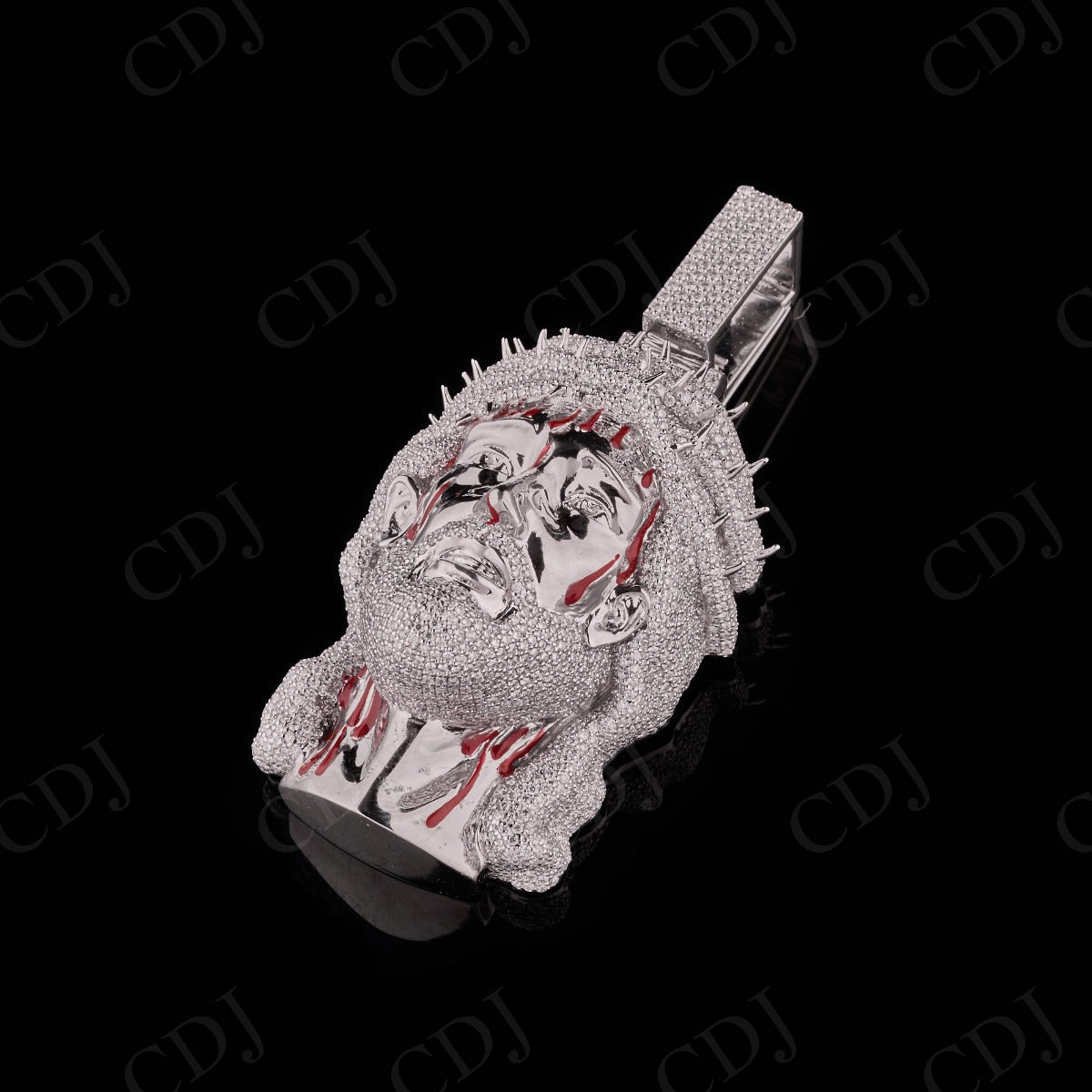 2" Sterling Silver Moissanite Jesus Pendant