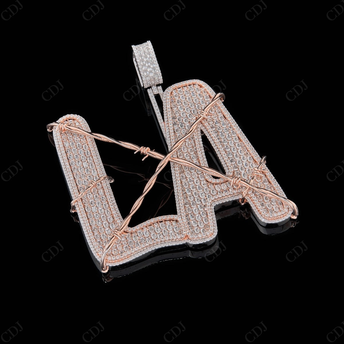 3" Sterling Silver Moissanite LA Pendant