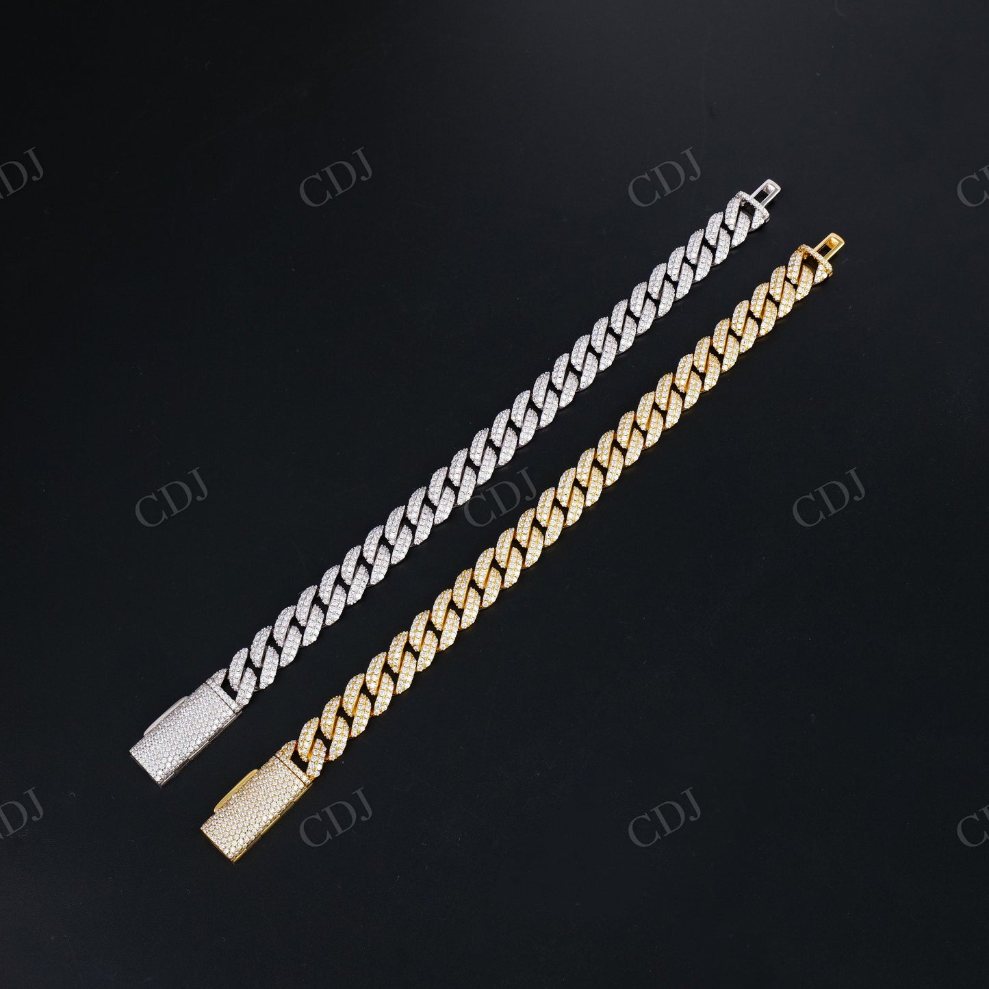 10mm Two Row Round Sterling Silver Moissanite Chain