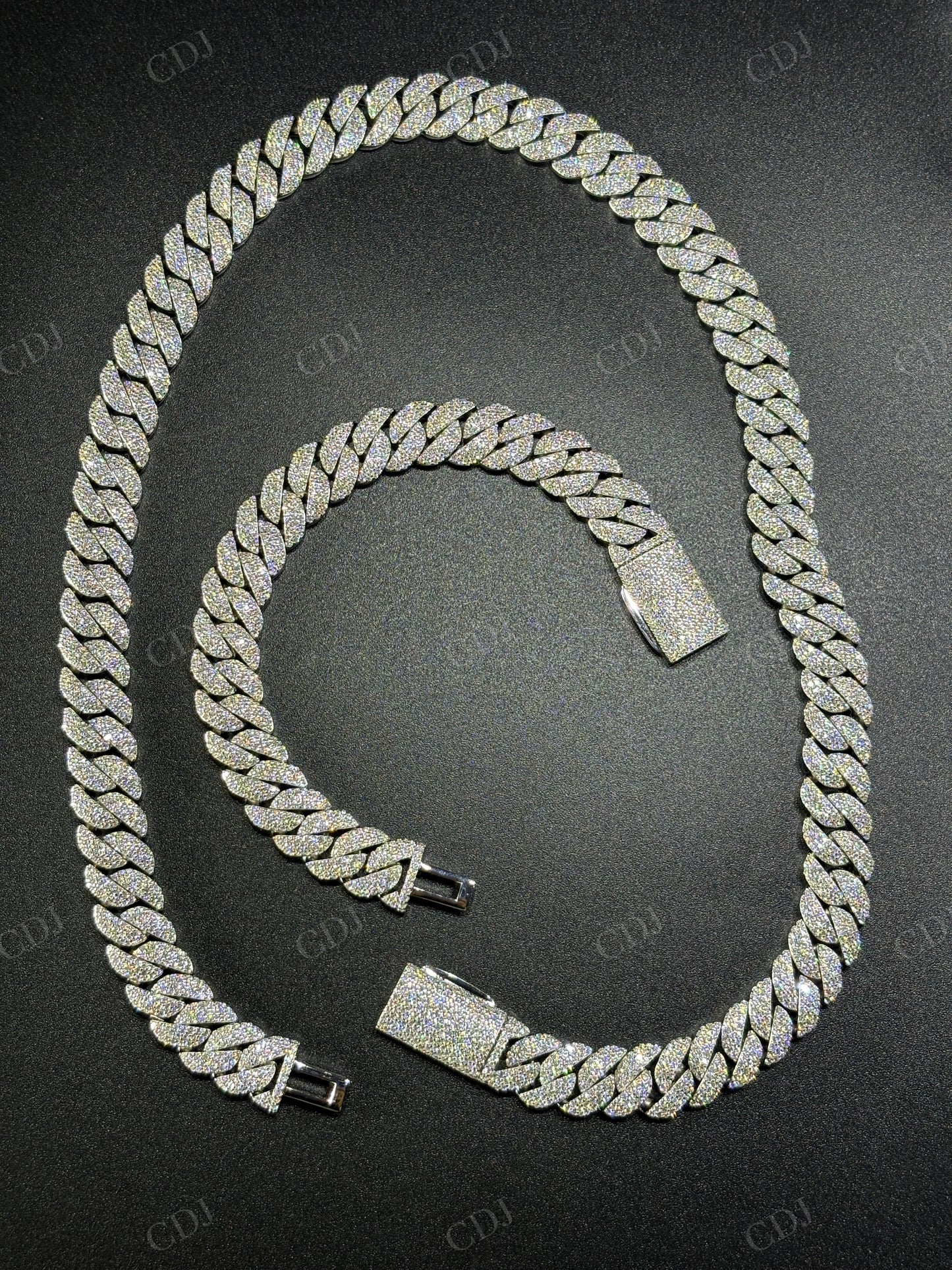 12mm Arc 3row 925 Sterling Silver Moissanite Cuban Chain