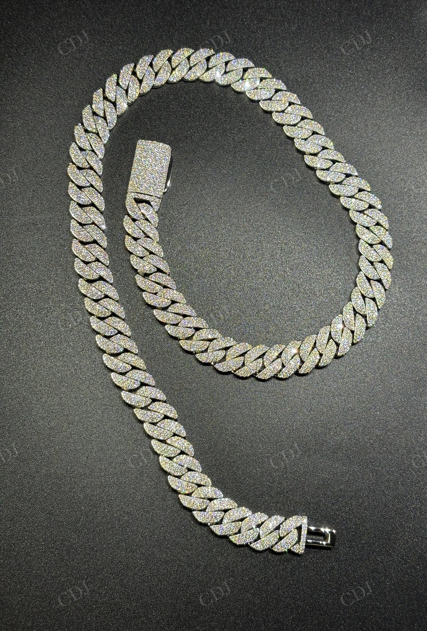 12mm Arc 3row 925 Sterling Silver Moissanite Cuban Chain