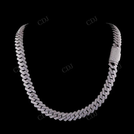 12mm 2 Row Curve Sterling Silver Moissanite Cuban Chain