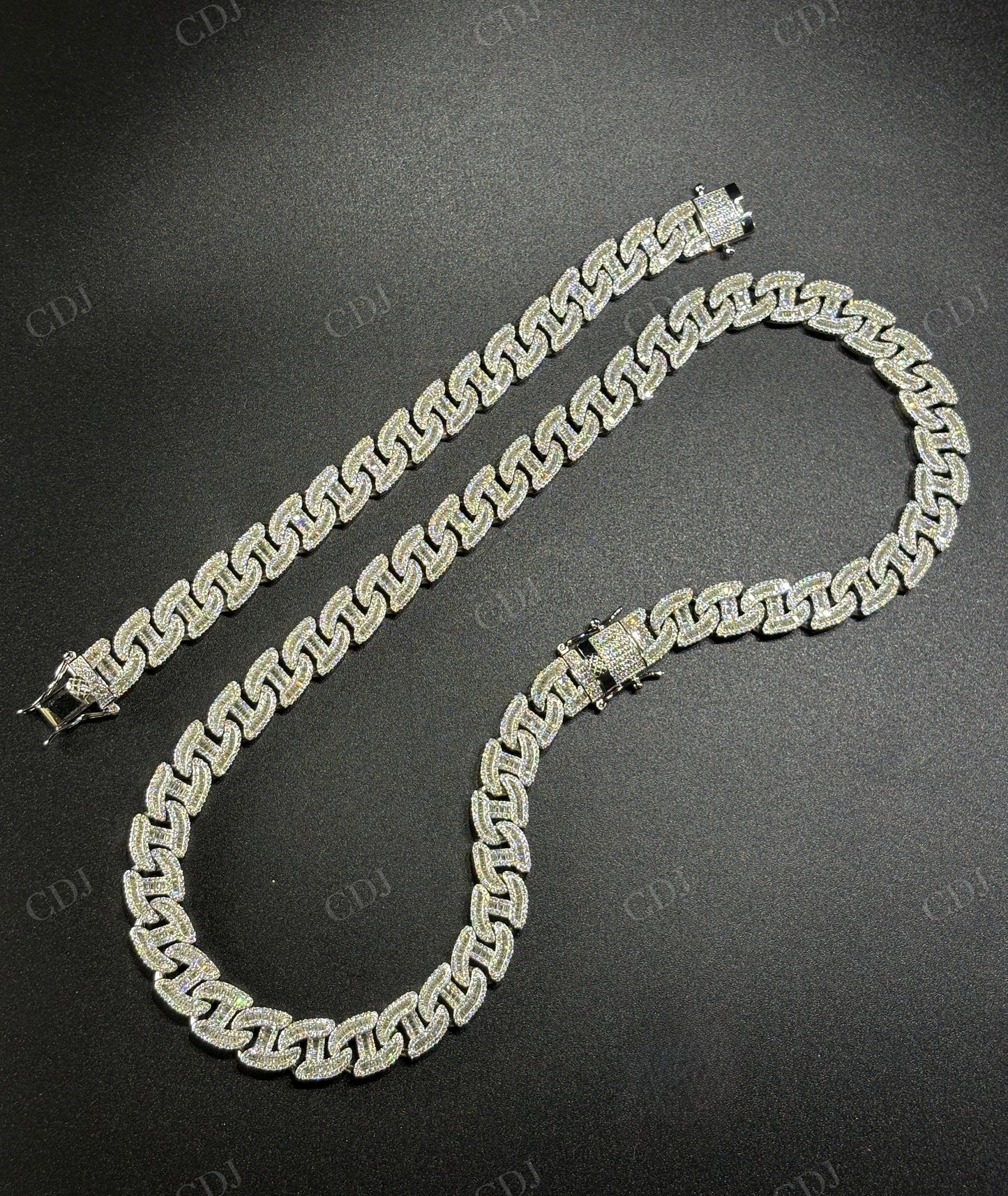 12mm 925 Sterling Silver Moissanite H Link Chain