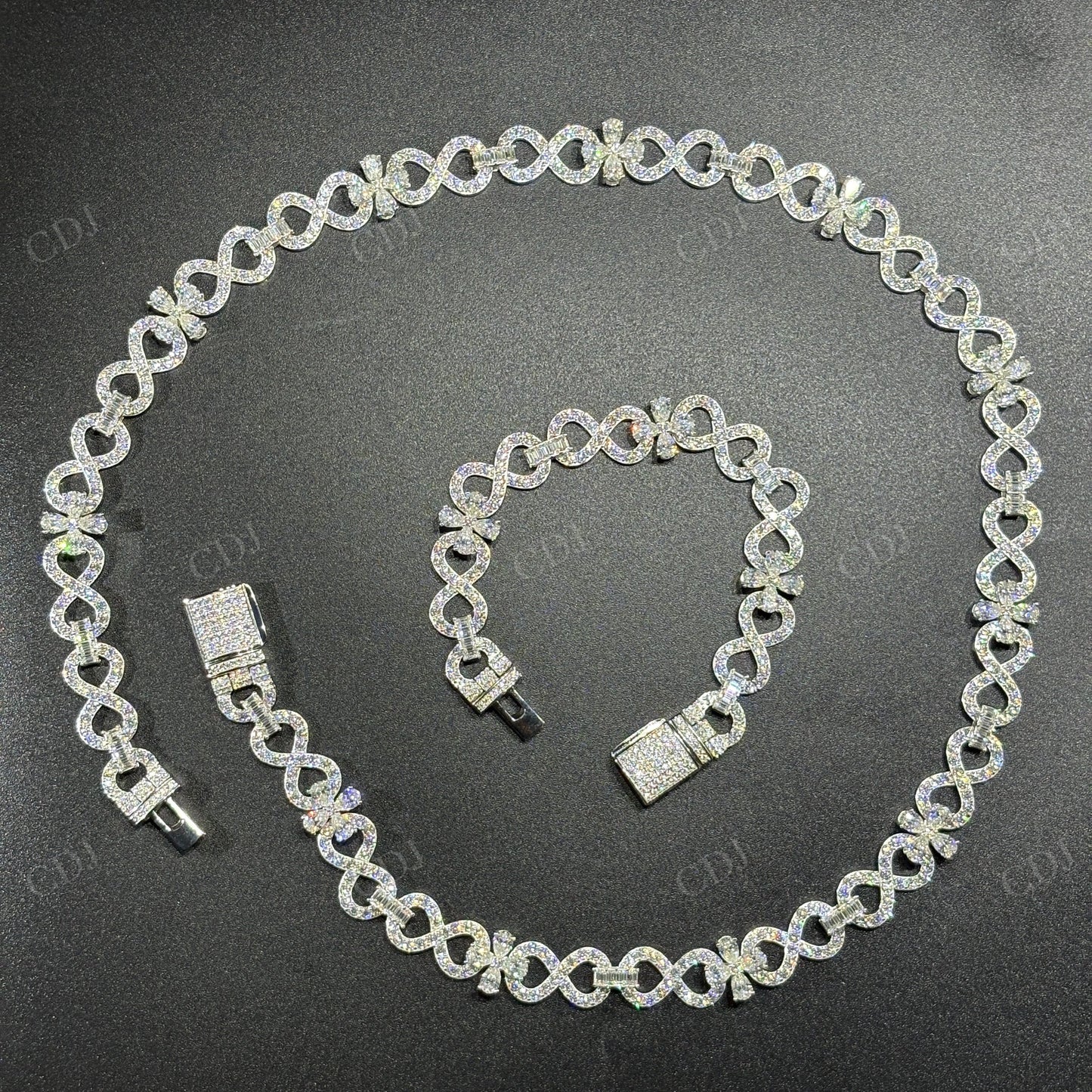 12mm Sterling Silver Moissanite Infinity Flower Chain