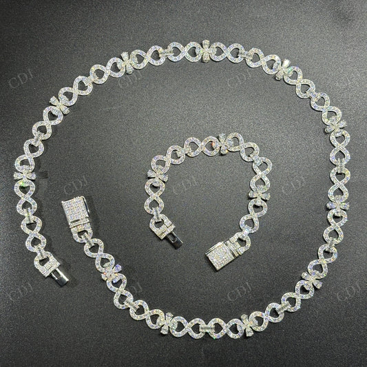 12mm Sterling Silver Moissanite Infinity Flower Chain