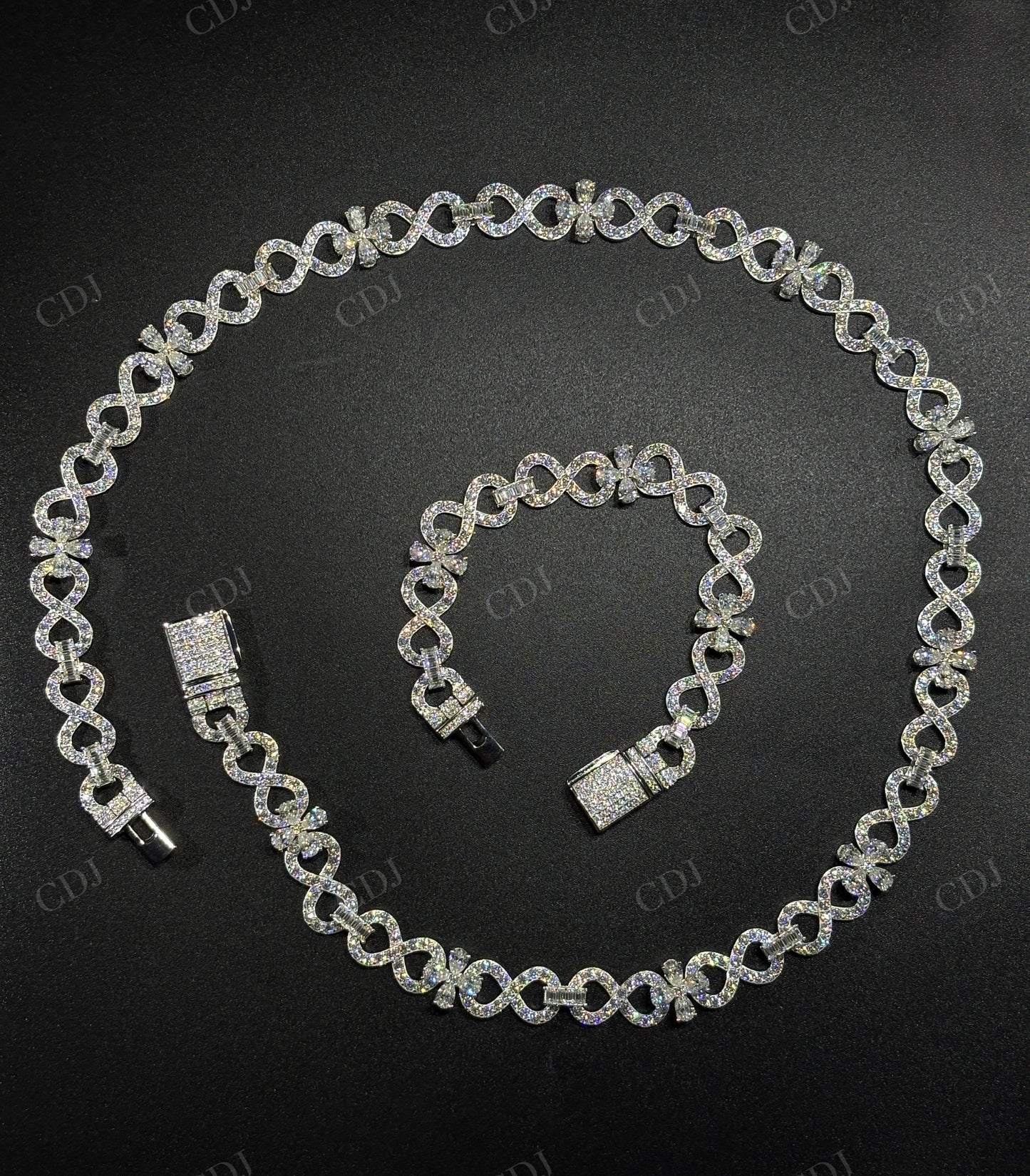 12mm Sterling Silver Moissanite Infinity Flower Chain