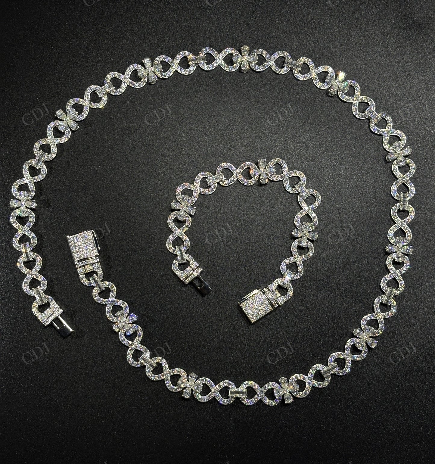 12mm Sterling Silver Moissanite Infinity Flower Chain