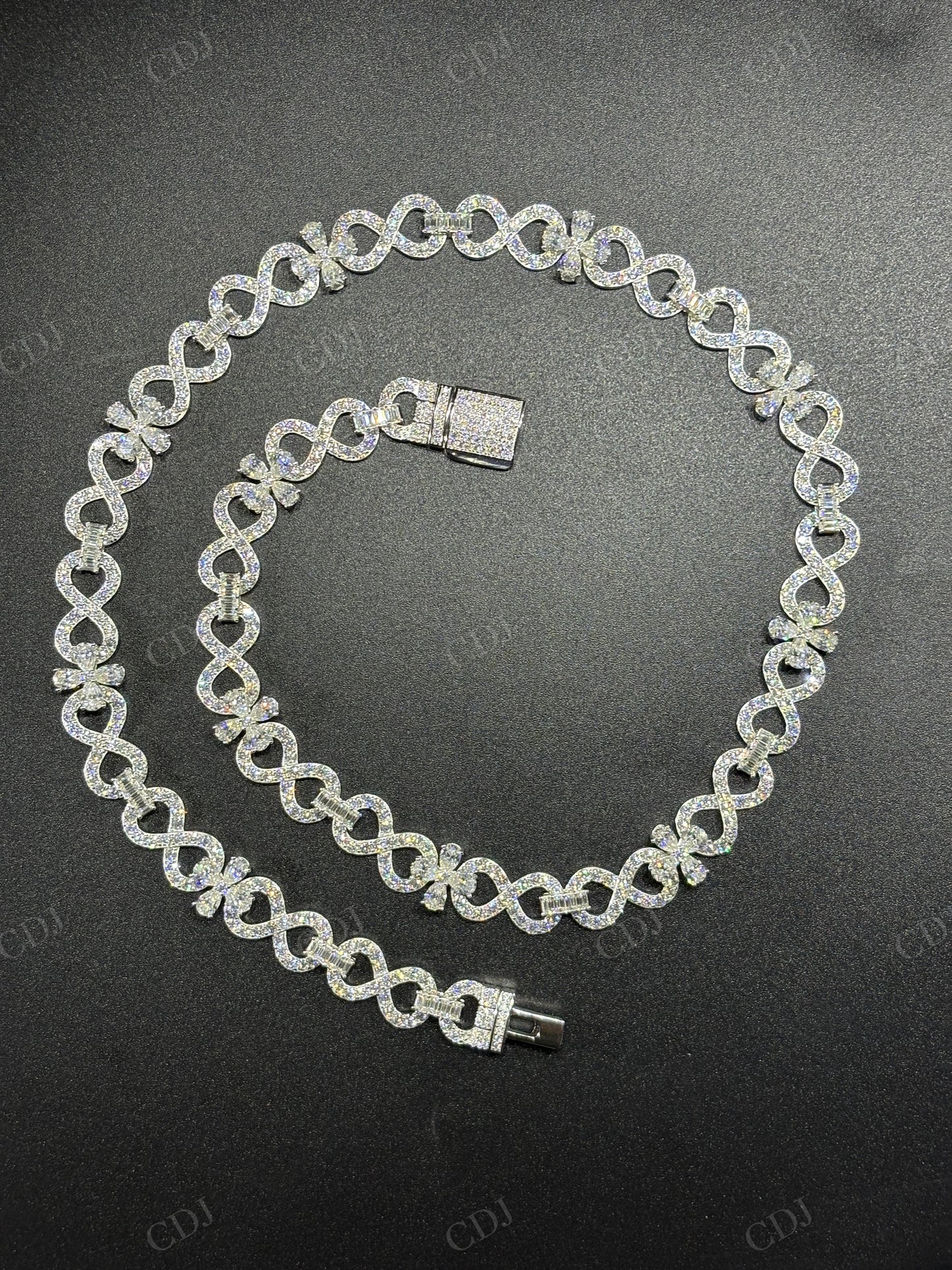 12mm Sterling Silver Moissanite Infinity Flower Chain
