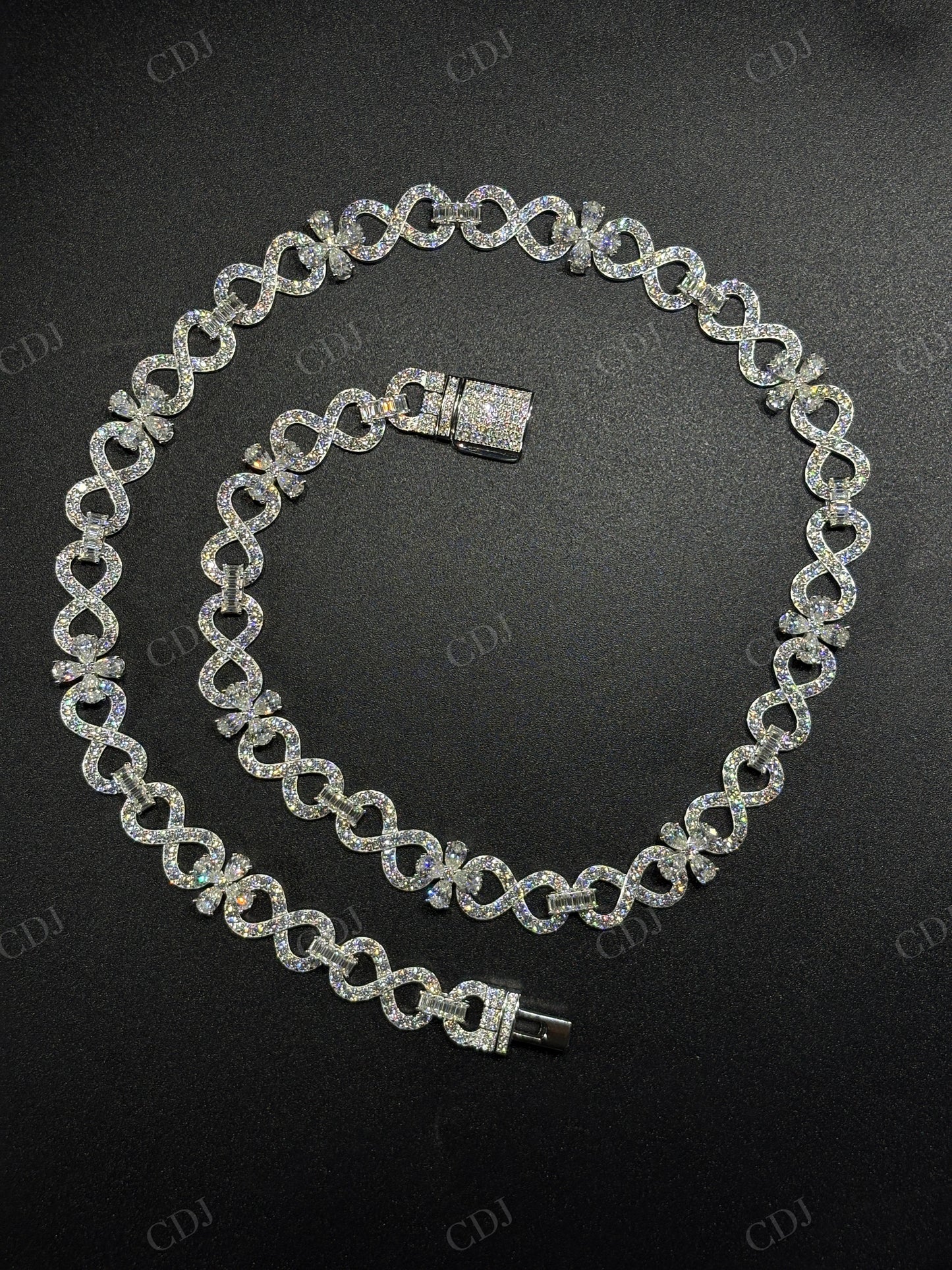 12mm Sterling Silver Moissanite Infinity Flower Chain