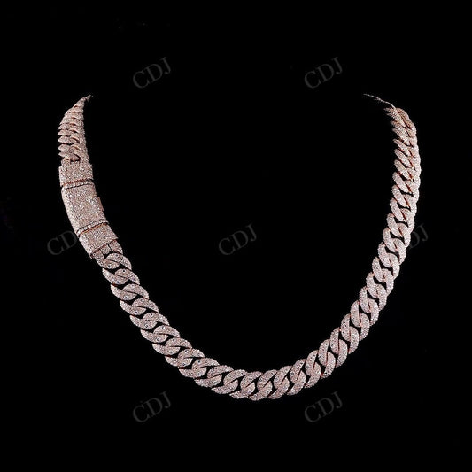 12mm Sterling Silver Moissanite Mosaic Setting Diffrent Lock Chain