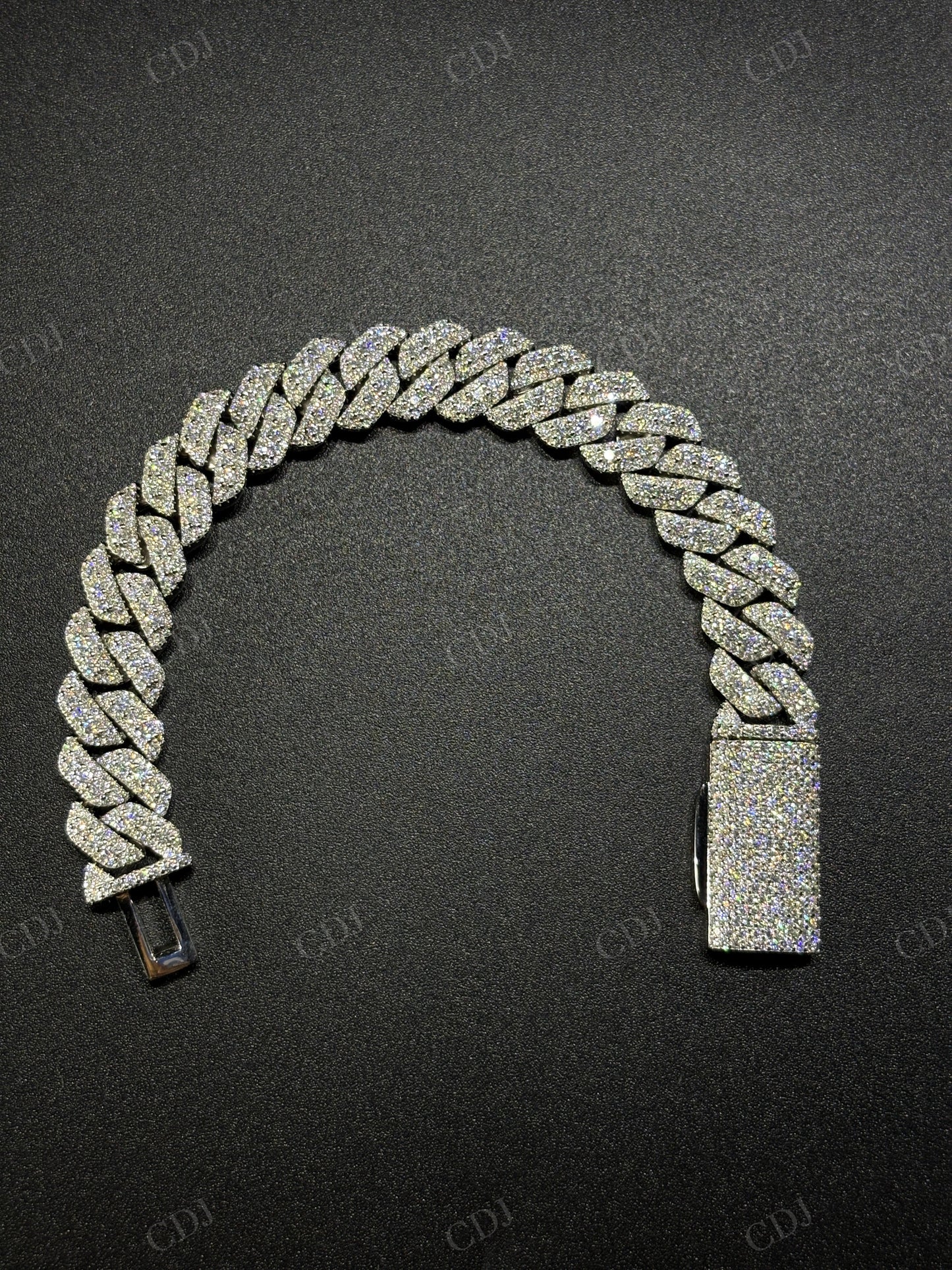 12mm SQ Middle Big Diamond Sterling Silver Moissanite Chain