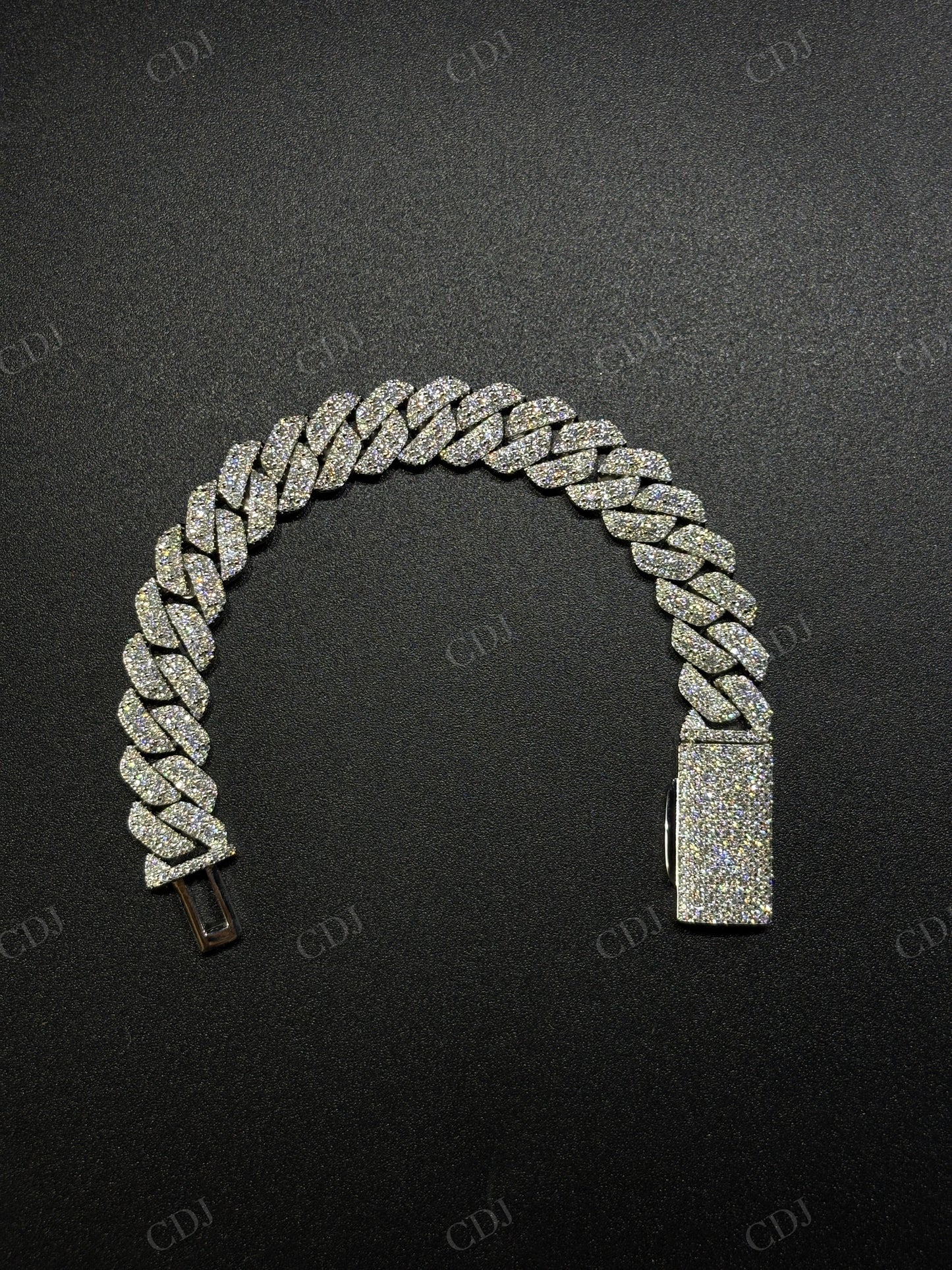 12mm SQ Middle Big Diamond Sterling Silver Moissanite Chain