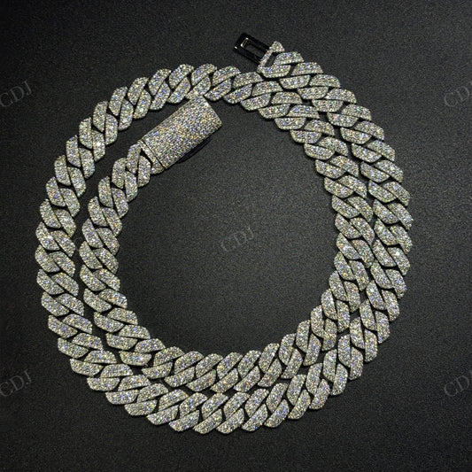 12mm SQ Middle Big Diamond Sterling Silver Moissanite Chain