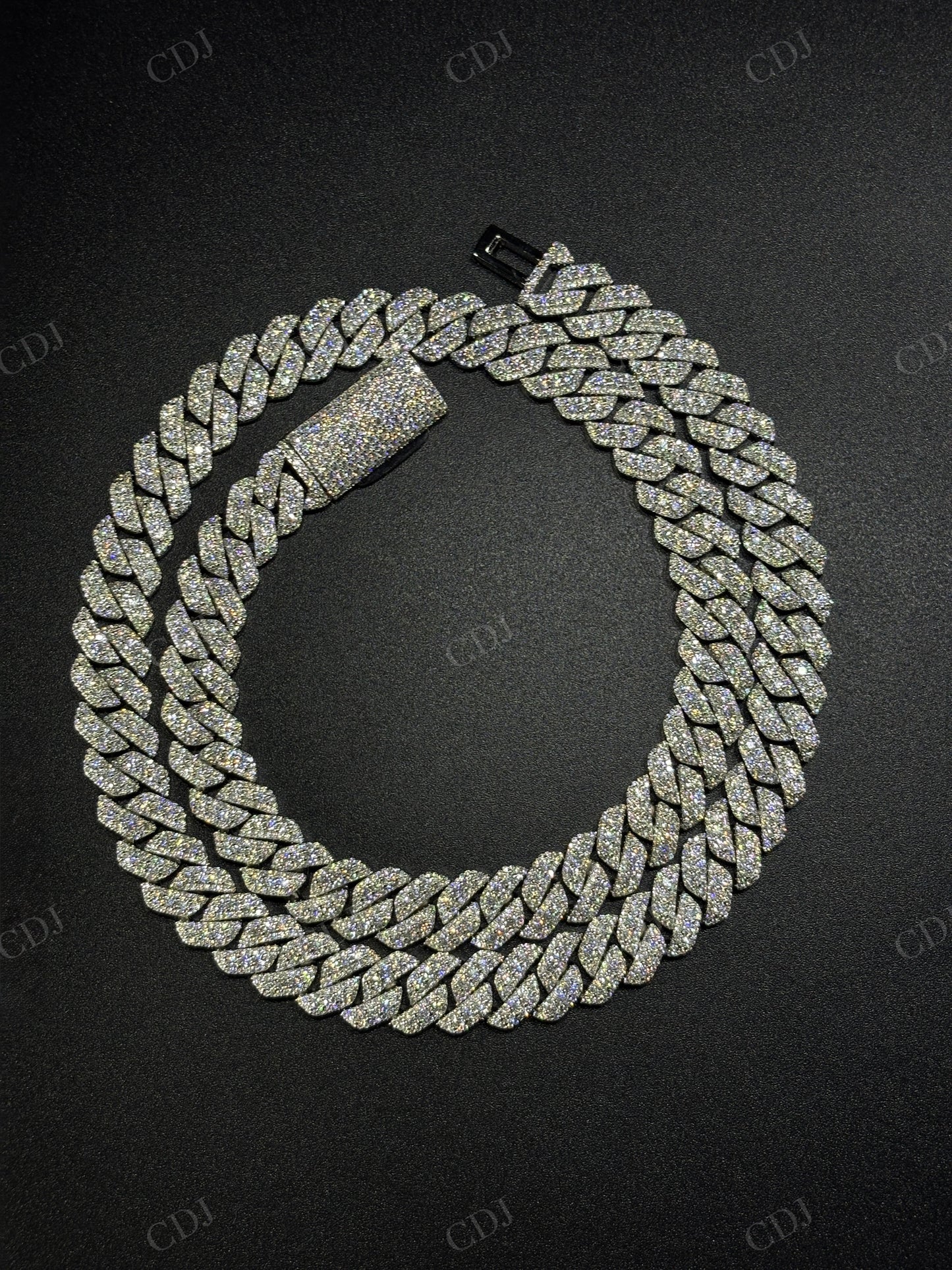 12mm SQ Middle Big Diamond Sterling Silver Moissanite Chain