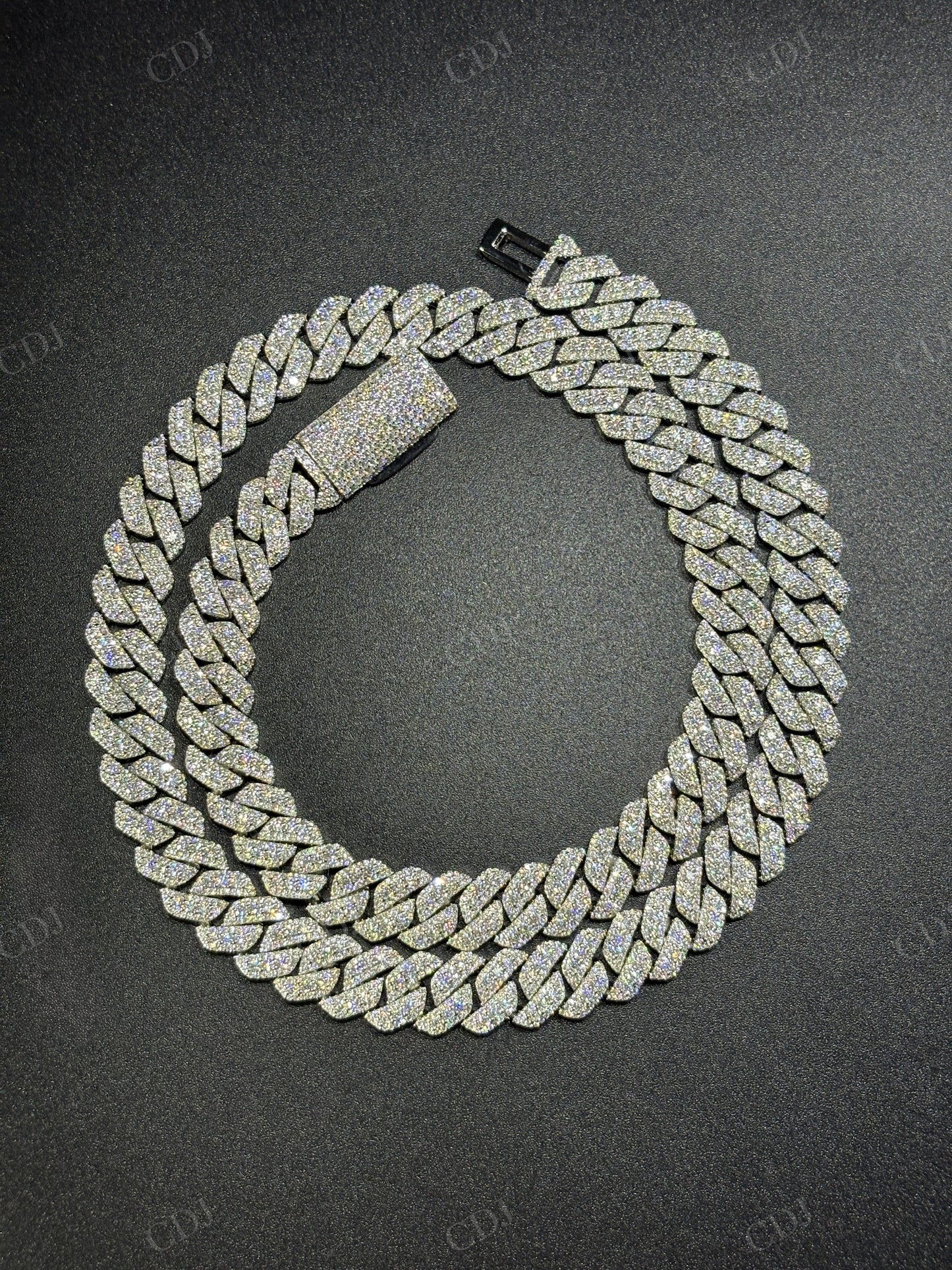 12mm SQ Middle Big Diamond Sterling Silver Moissanite Chain
