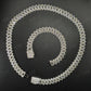 13mm SQ Middel Baguette 925 Sterling Silver Moissanite Chain