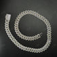 13mm SQ Middel Baguette 925 Sterling Silver Moissanite Chain