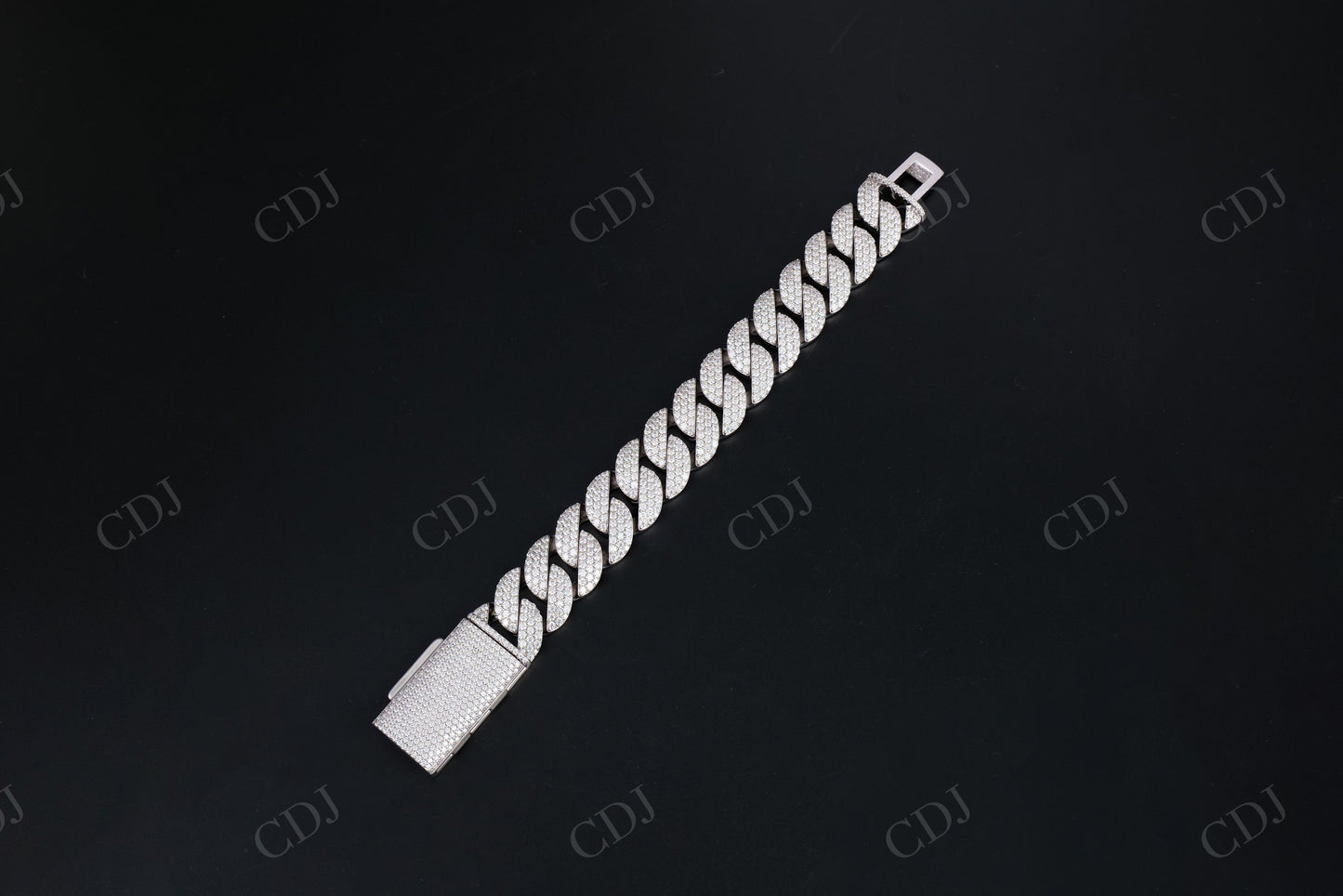 20.0mm square 3 row Sterling Silver Moissanite Cuban Chain