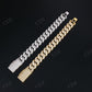 18mm Three Row Round Moissanite Sterling Silver Cuban Chain