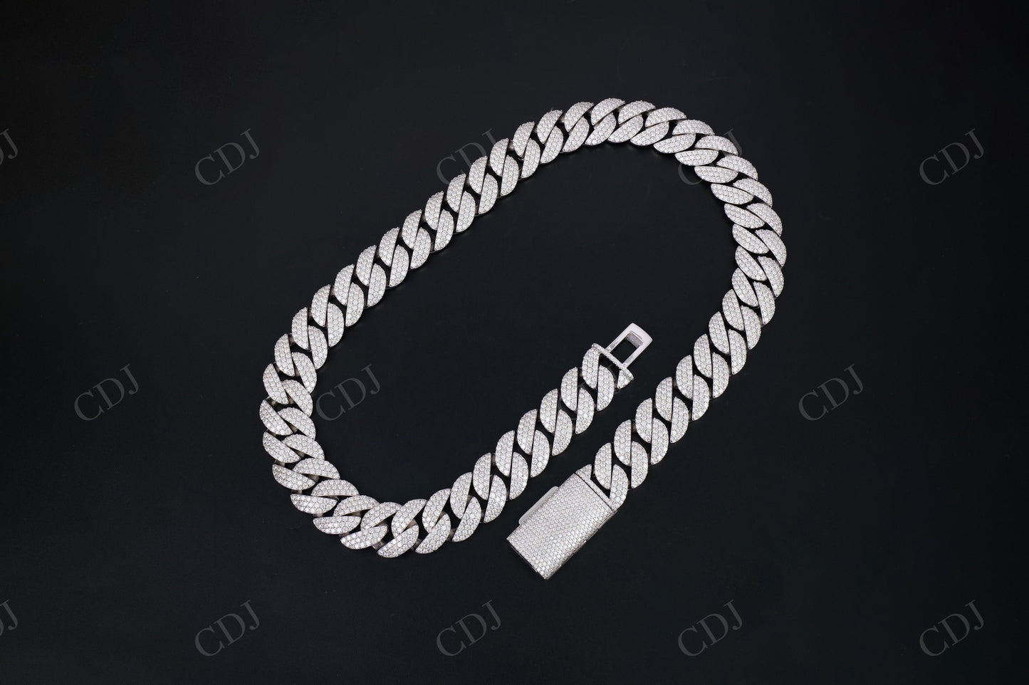20mm 3 Row Round Sterling Silver Moissanite Cuban Chain