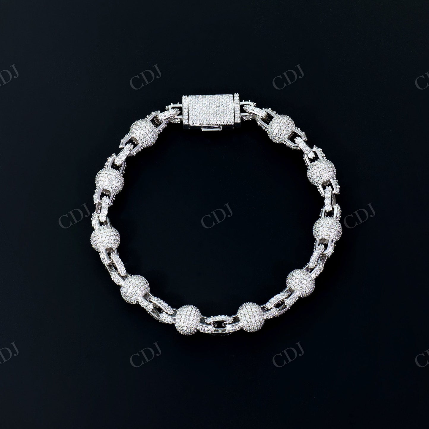 8mm Fully Iced Out 925 Silver Moissanite Ball Chain