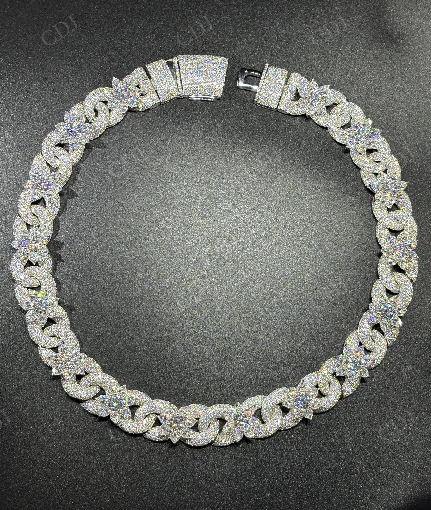 Sterling Silver Moissanite 20mm Flower chain