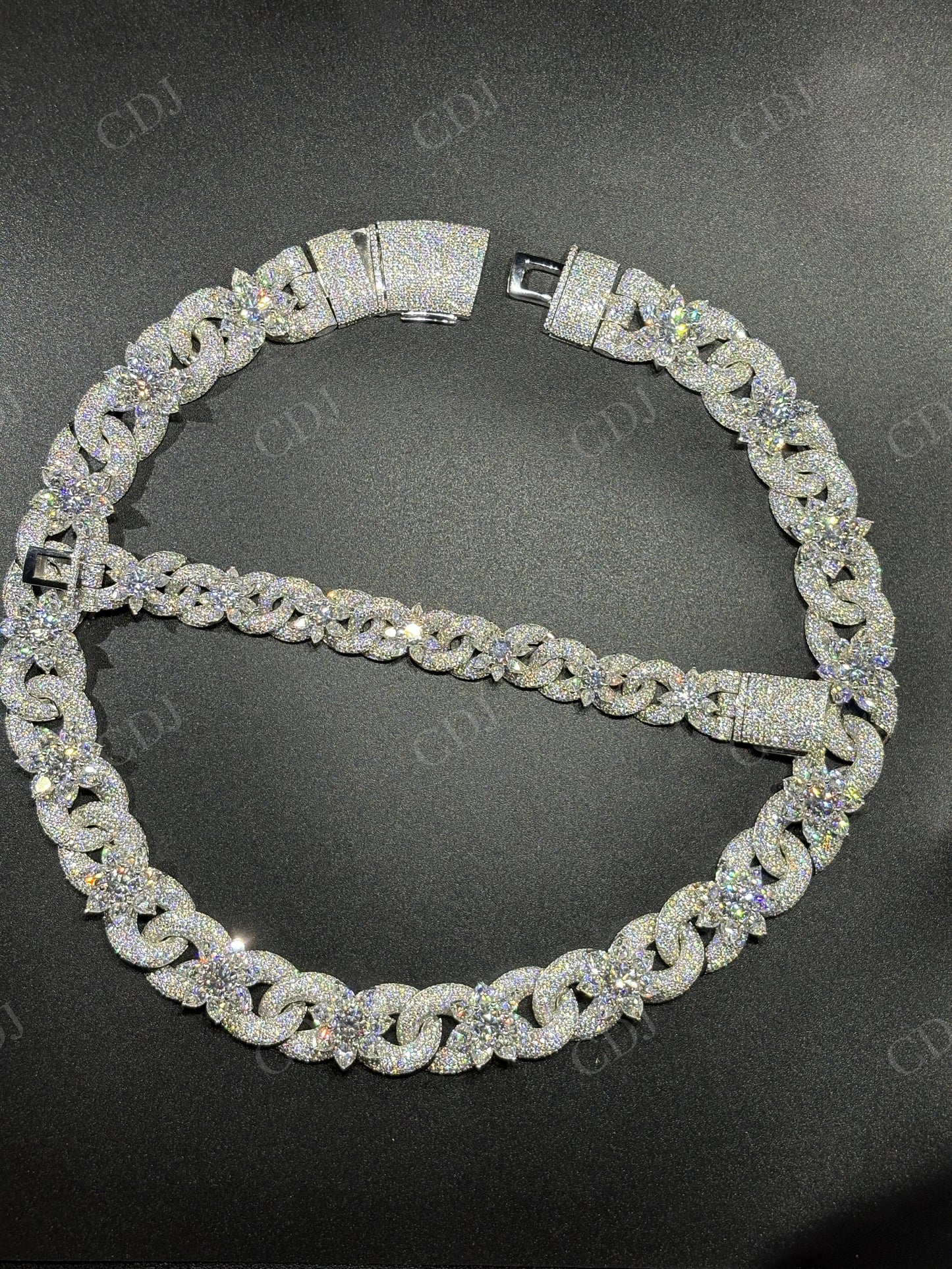 Sterling Silver Moissanite 20mm Flower chain