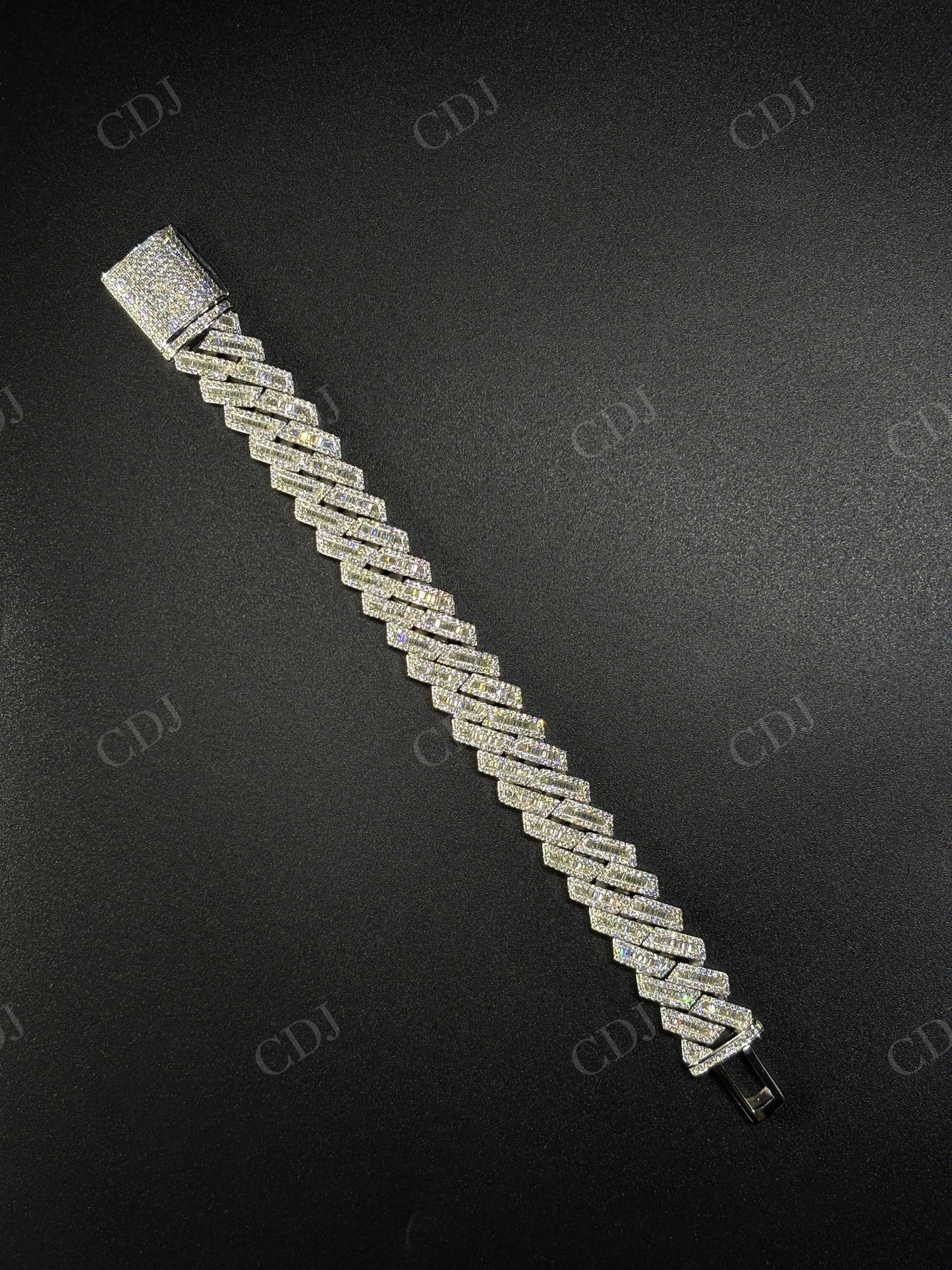 16mm SQ Middle Baguette Moissanite Sterling Silver Chain