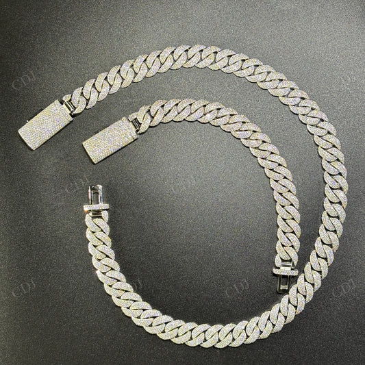 14mm 4 Row ARC 925 Sterling Silver Moissanite Chain