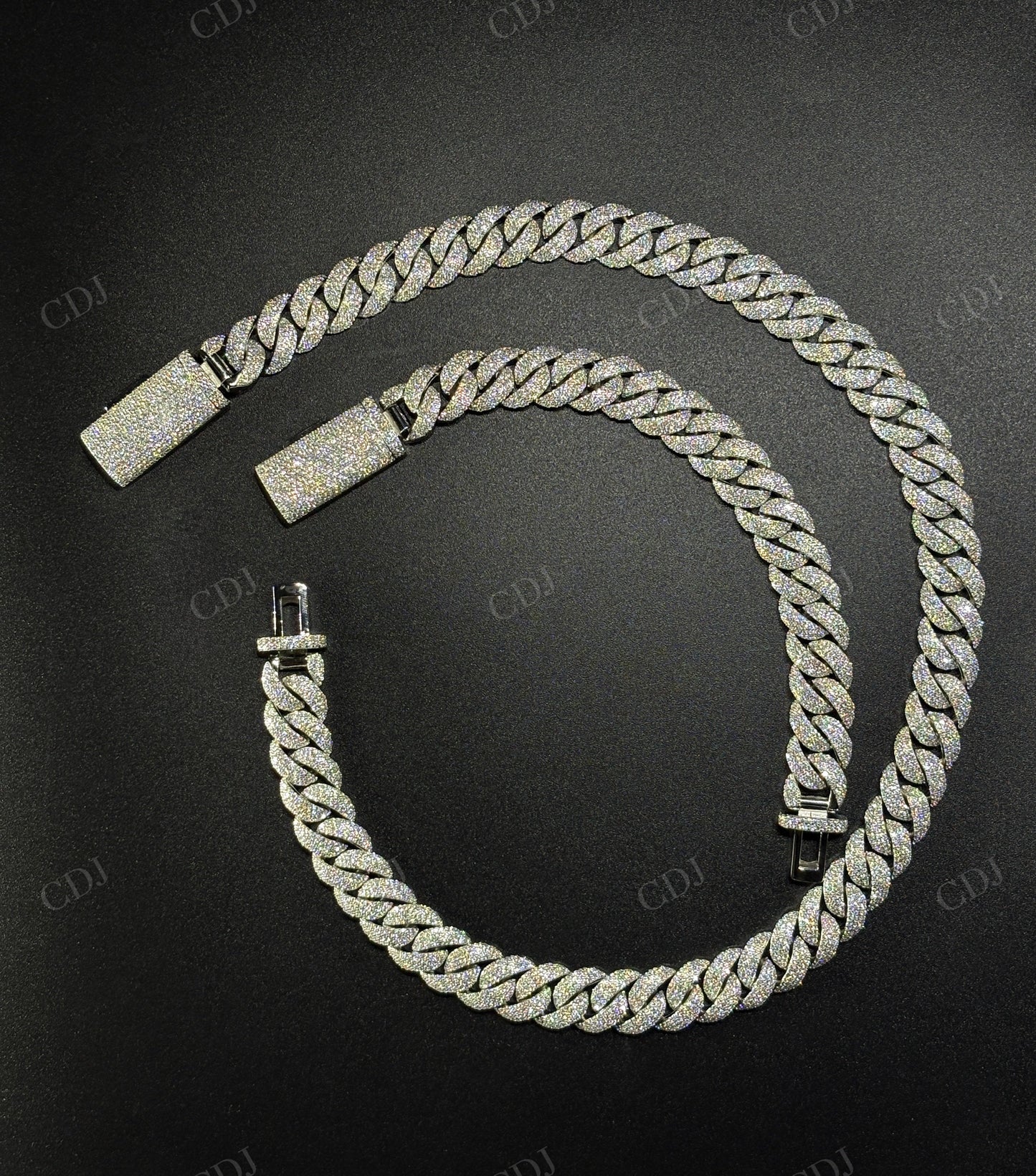 14mm 4 Row ARC 925 Sterling Silver Moissanite Chain