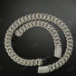 18mm Mosaic Setting Moissanite Sterling Silver Cuban Chain