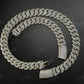 18mm Mosaic Setting Moissanite Sterling Silver Cuban Chain