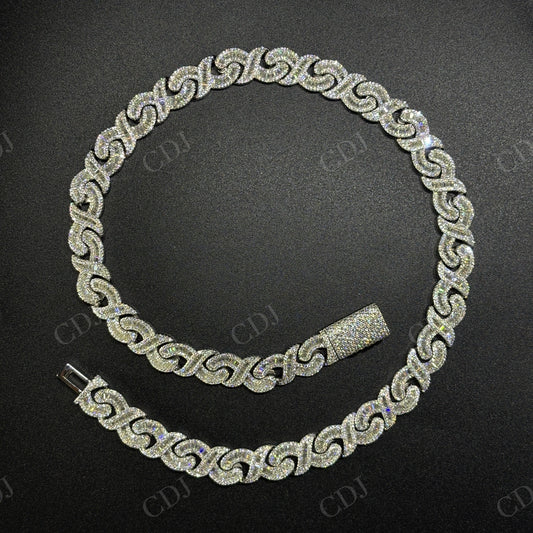 15mm Baguette Infinity Silver Moissanite Chain