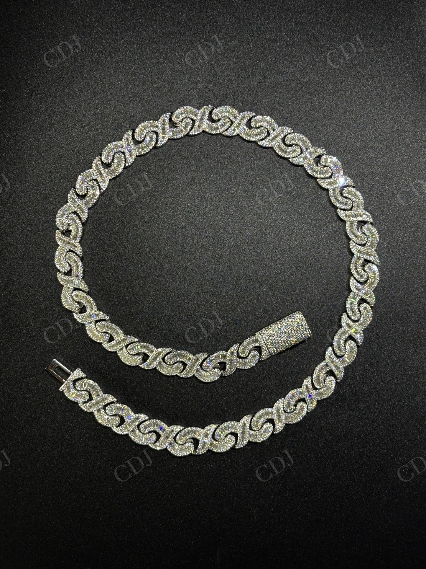 15mm Baguette Infinity Silver Moissanite Chain