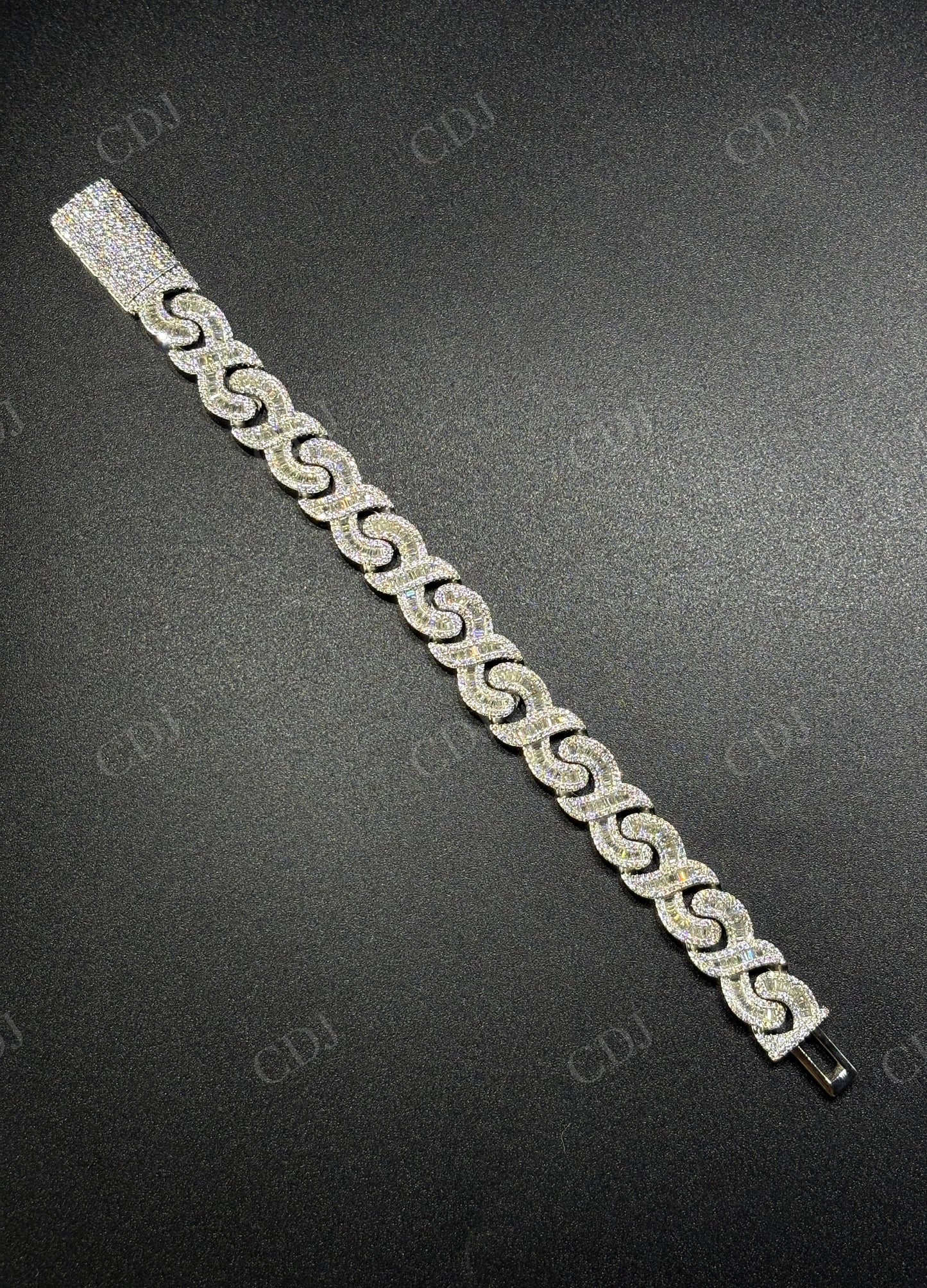 15mm Baguette Infinity Silver Moissanite Chain