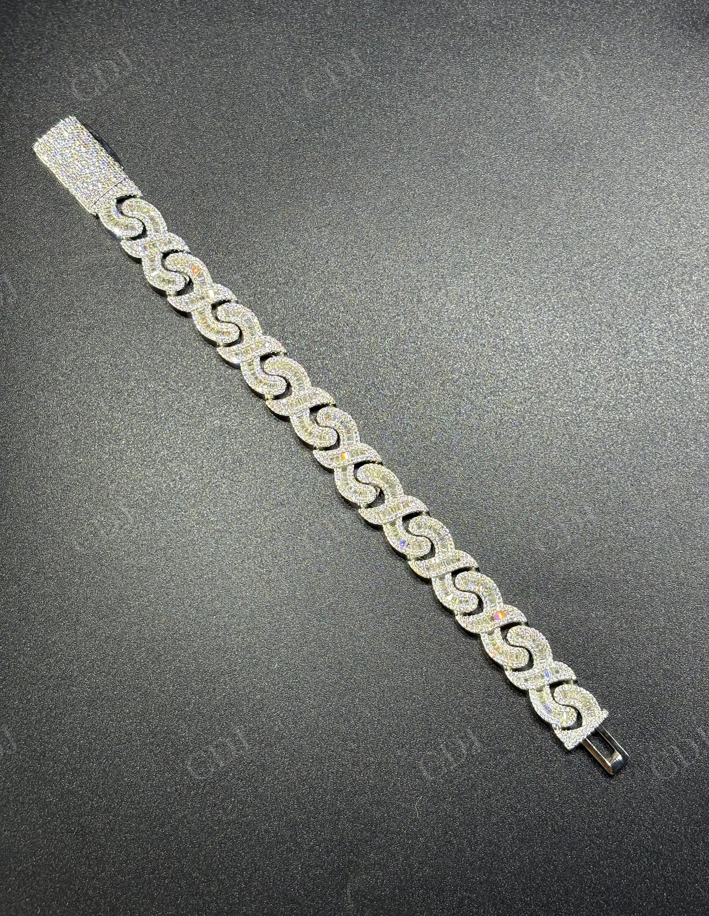 15mm Baguette Infinity Silver Moissanite Chain