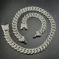 16mm Dior Lock Sterling Silver Moissanite Chain