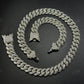16mm Dior Lock Sterling Silver Moissanite Chain