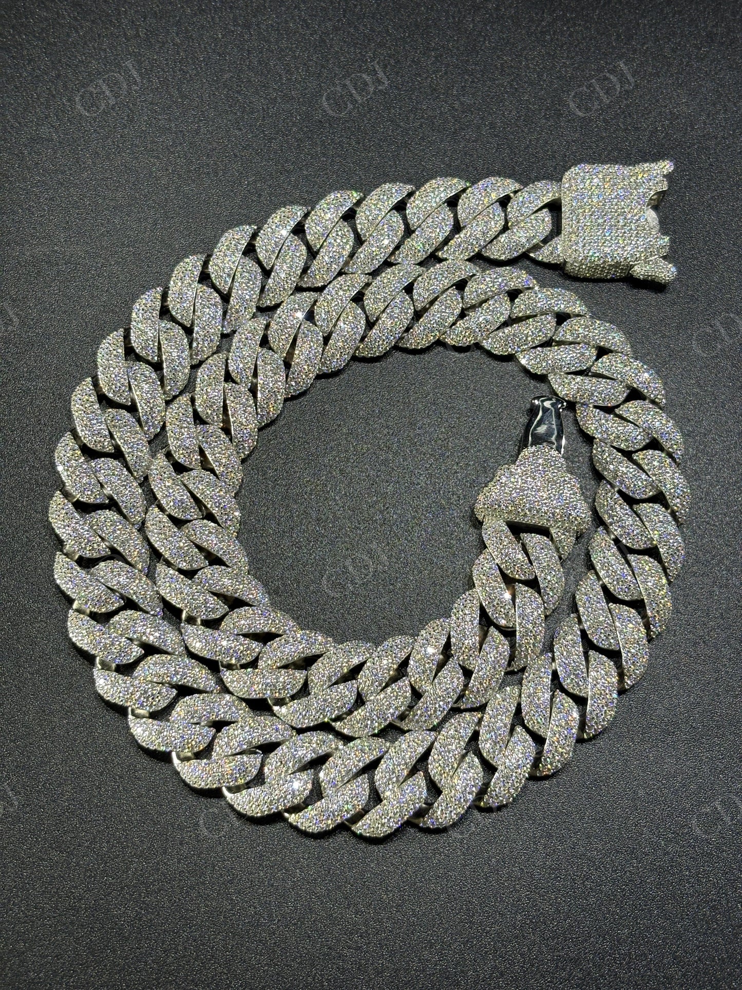 16mm Dior Lock Sterling Silver Moissanite Chain