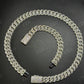 14mm Round Middle Curve Bezel Silver Moissanite Chain
