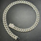 14mm Round Middle Curve Bezel Silver Moissanite Chain